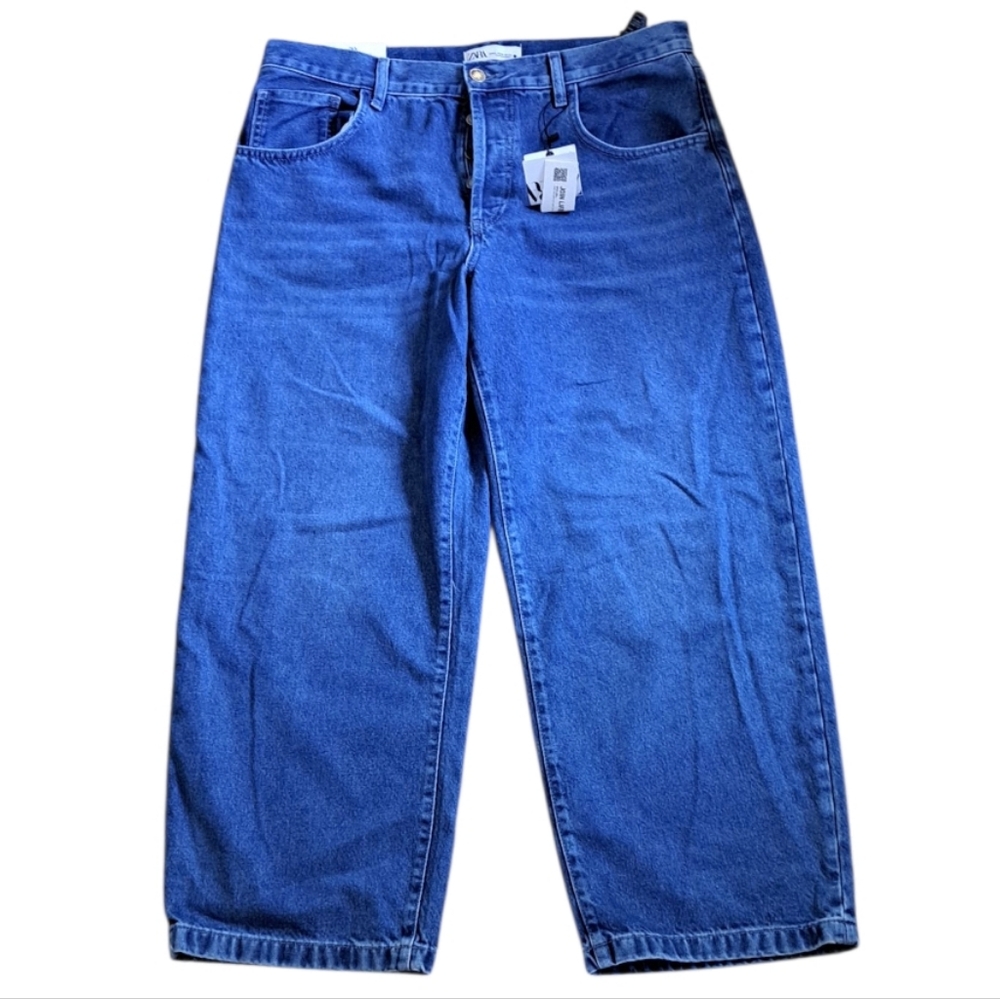 Blue Zara Wide Leg Jeans